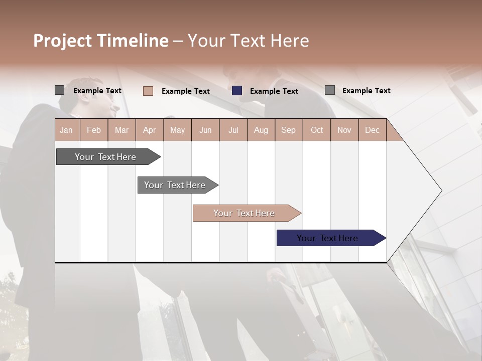 Business People Shaking Hands Outside Modern Office Building PowerPoint Template