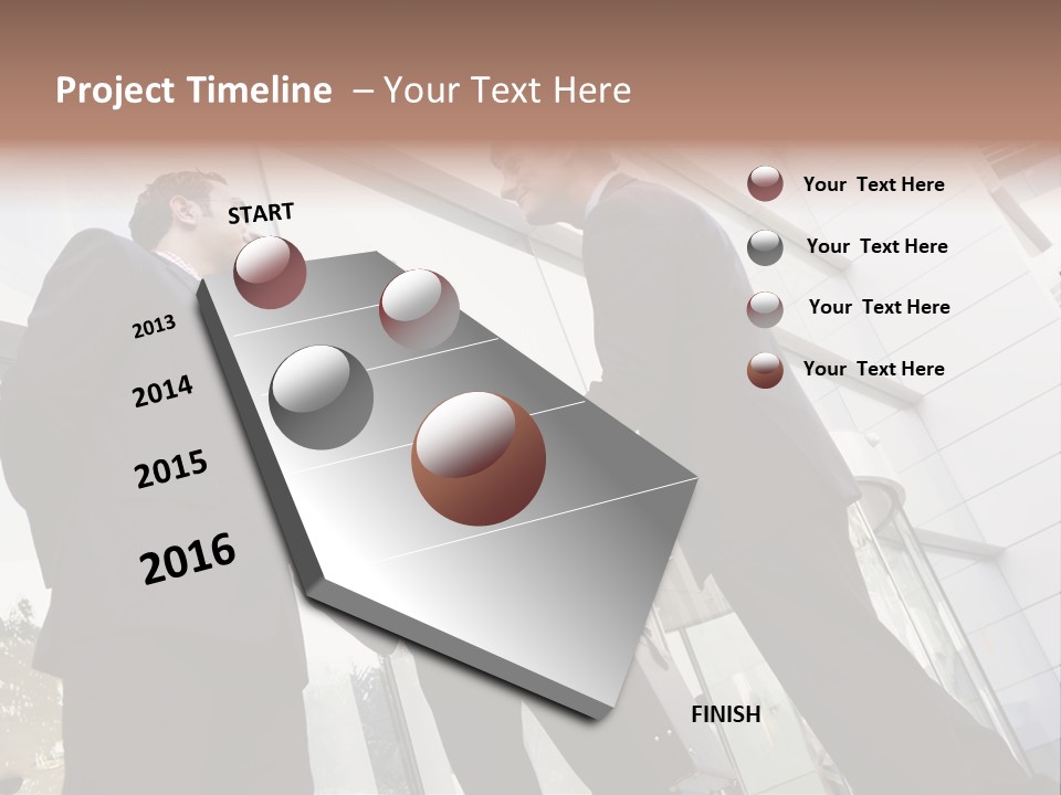 Business People Shaking Hands Outside Modern Office Building PowerPoint Template