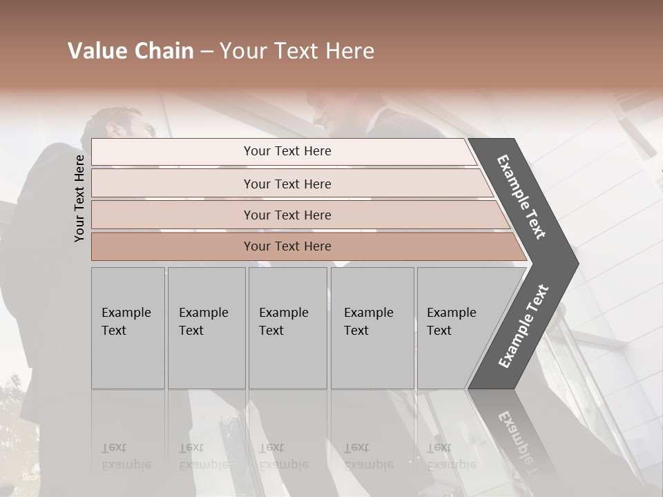 Business People Shaking Hands Outside Modern Office Building PowerPoint Template