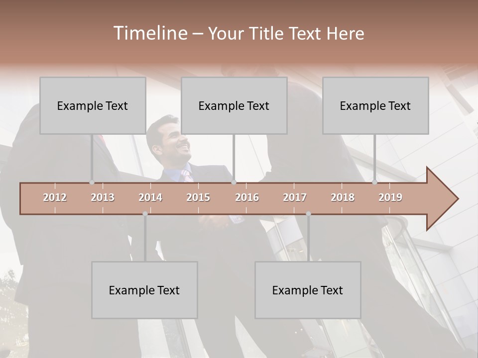 Business People Shaking Hands Outside Modern Office Building PowerPoint Template
