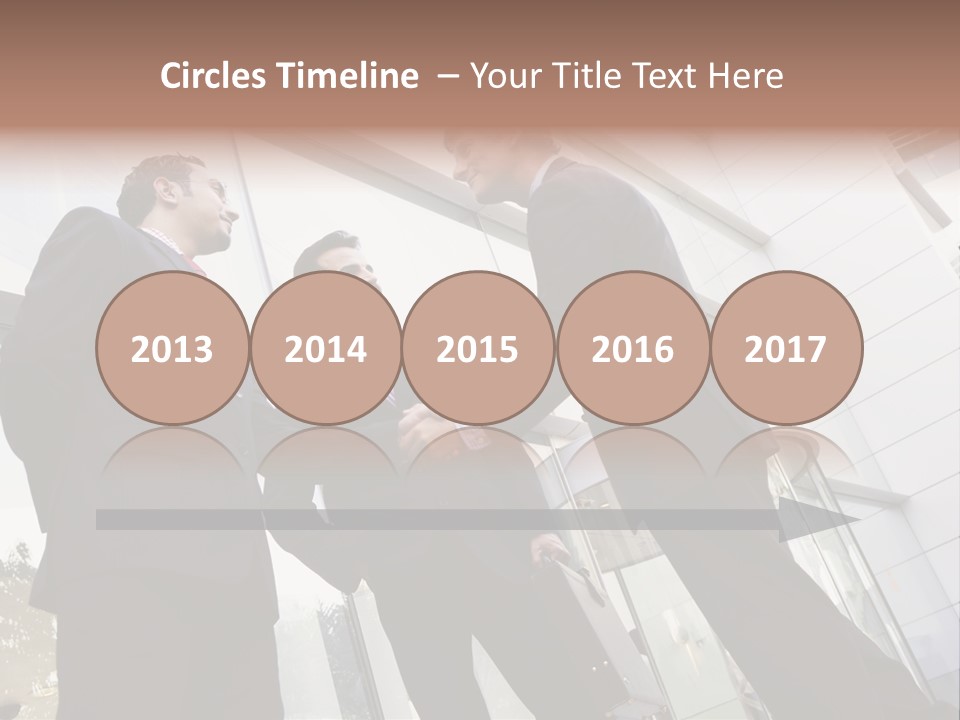 Business People Shaking Hands Outside Modern Office Building PowerPoint Template