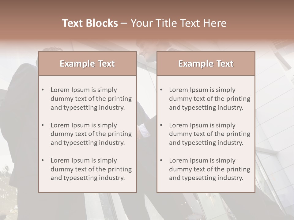 Business People Shaking Hands Outside Modern Office Building PowerPoint Template
