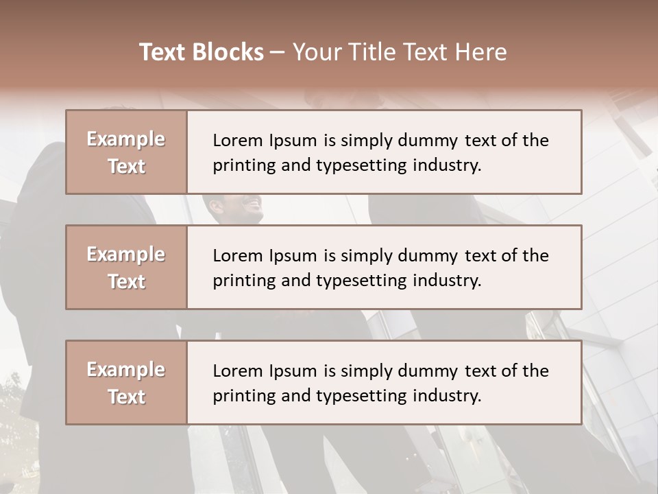Business People Shaking Hands Outside Modern Office Building PowerPoint Template