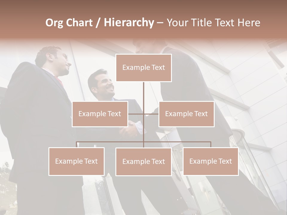 Business People Shaking Hands Outside Modern Office Building PowerPoint Template