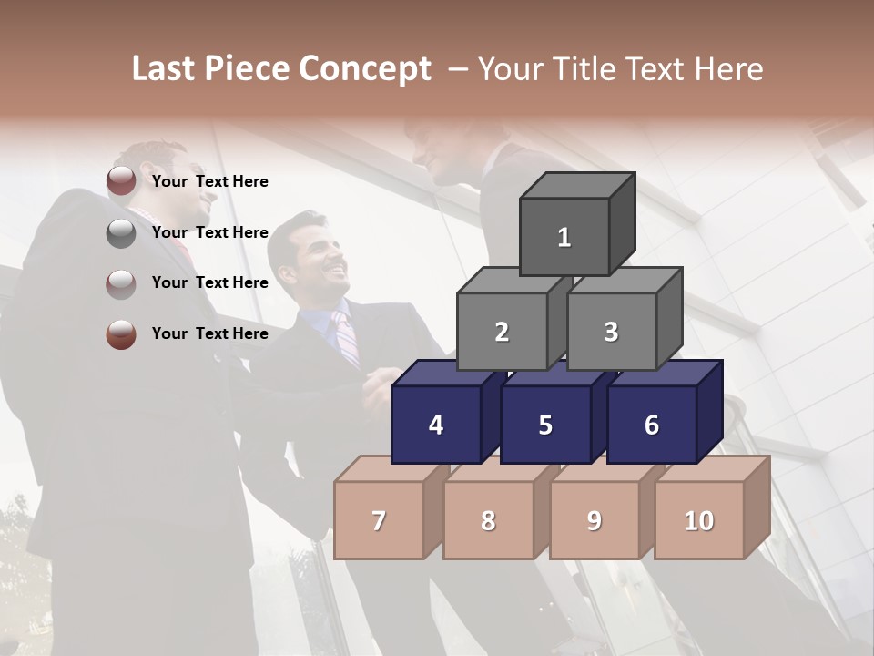 Business People Shaking Hands Outside Modern Office Building PowerPoint Template