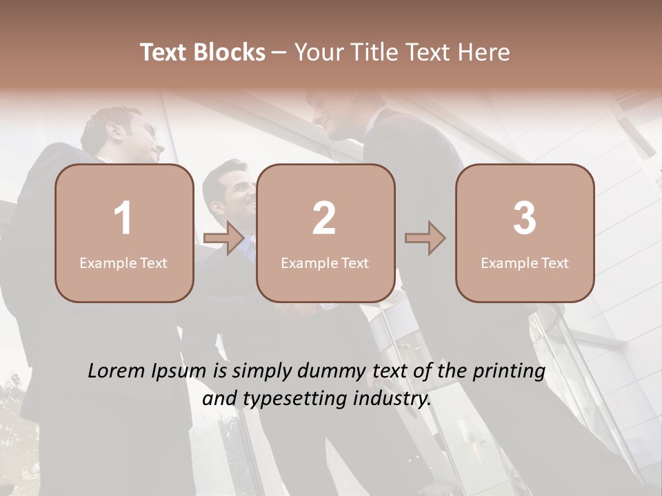 Business People Shaking Hands Outside Modern Office Building PowerPoint Template