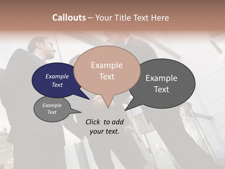 Business People Shaking Hands Outside Modern Office Building PowerPoint Template