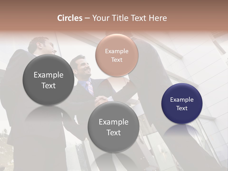 Business People Shaking Hands Outside Modern Office Building PowerPoint Template