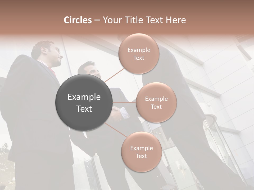 Business People Shaking Hands Outside Modern Office Building PowerPoint Template