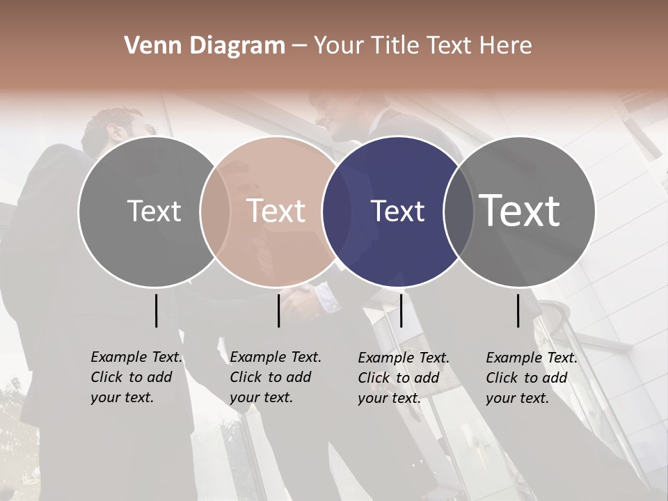 Business People Shaking Hands Outside Modern Office Building PowerPoint Template