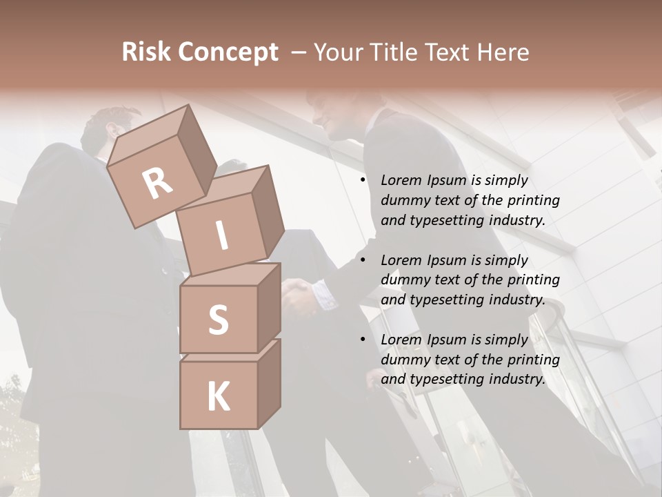 Business People Shaking Hands Outside Modern Office Building PowerPoint Template