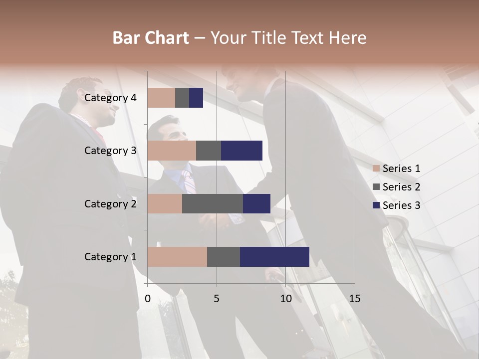 Business People Shaking Hands Outside Modern Office Building PowerPoint Template