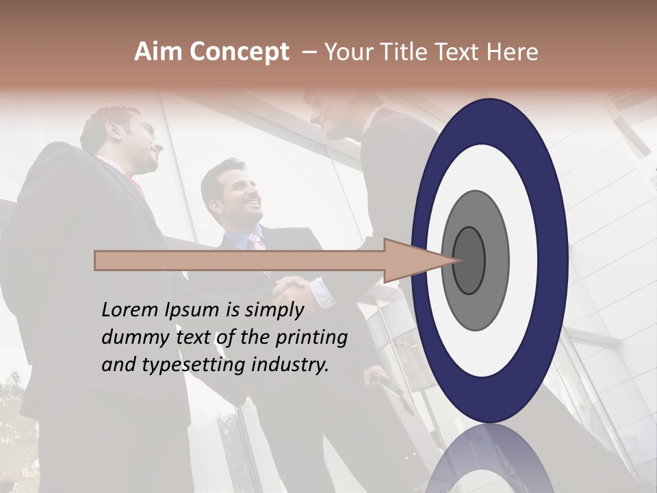 Business People Shaking Hands Outside Modern Office Building PowerPoint Template