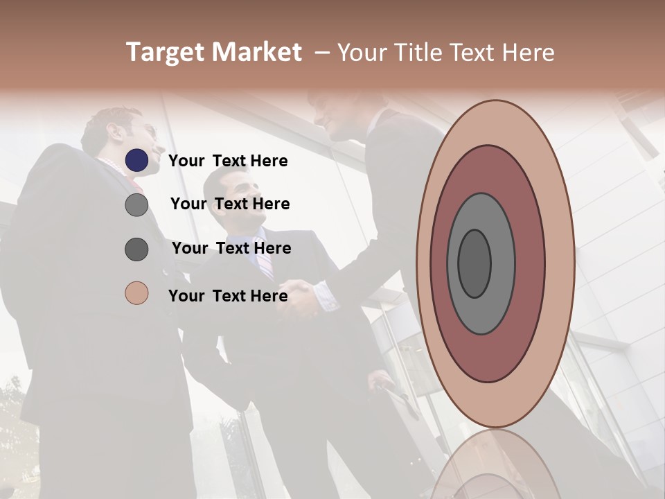 Business People Shaking Hands Outside Modern Office Building PowerPoint Template