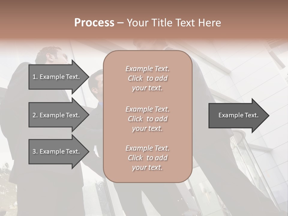 Business People Shaking Hands Outside Modern Office Building PowerPoint Template