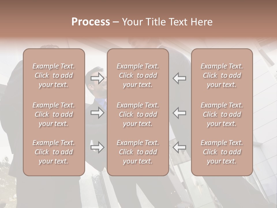 Business People Shaking Hands Outside Modern Office Building PowerPoint Template