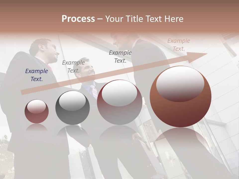 Business People Shaking Hands Outside Modern Office Building PowerPoint Template