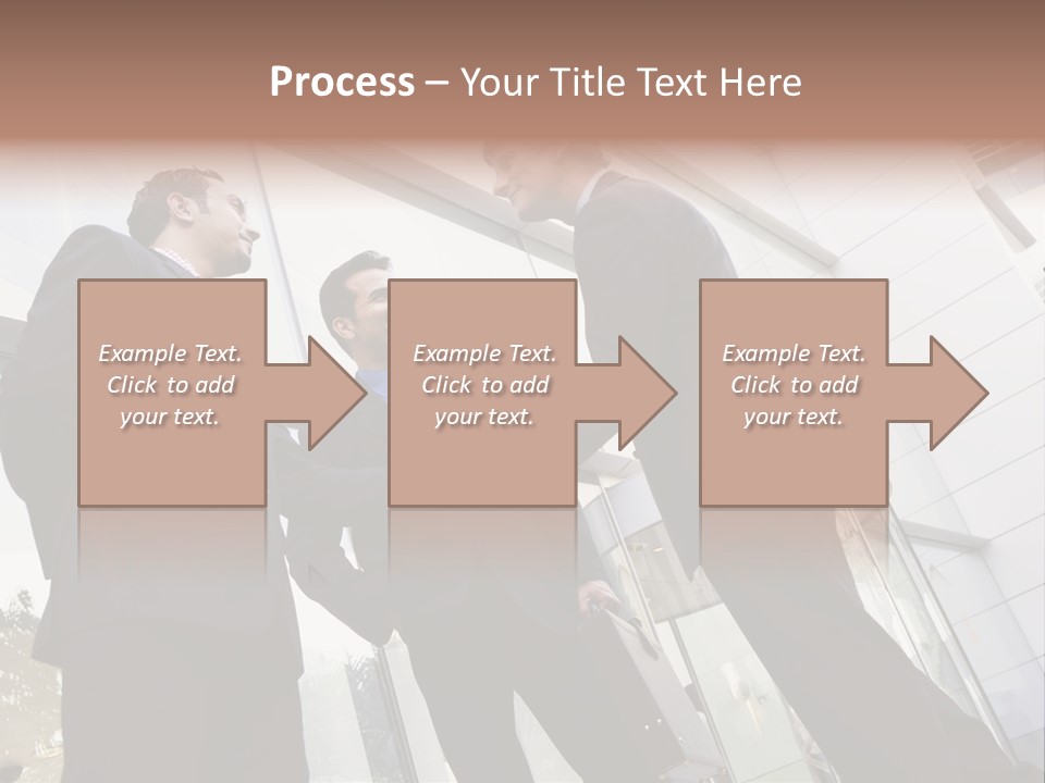 Business People Shaking Hands Outside Modern Office Building PowerPoint Template