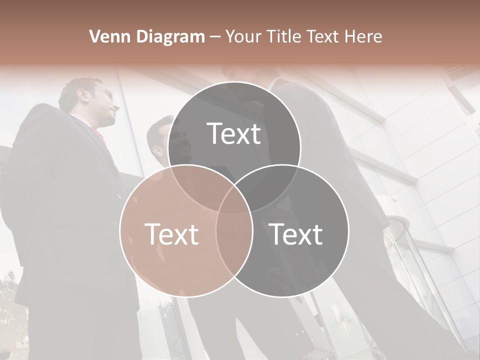 Business People Shaking Hands Outside Modern Office Building PowerPoint Template