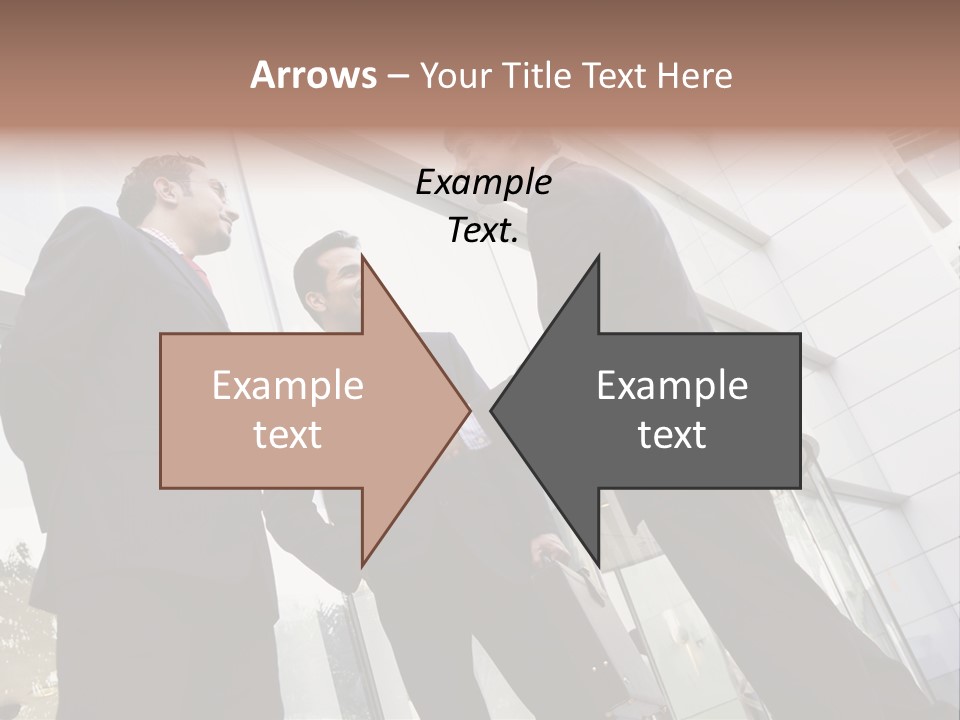 Business People Shaking Hands Outside Modern Office Building PowerPoint Template