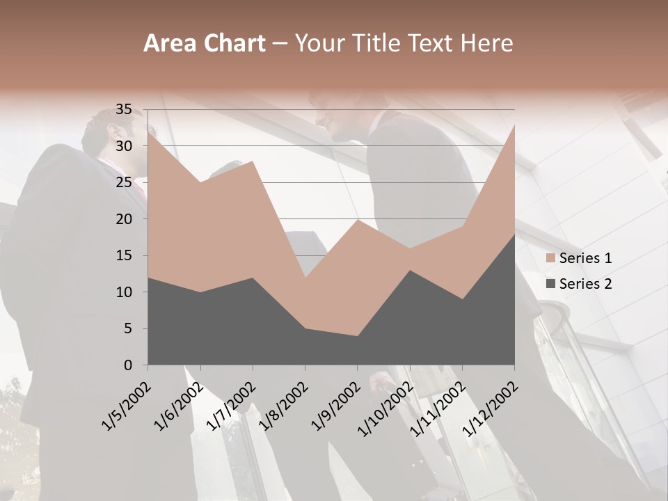 Business People Shaking Hands Outside Modern Office Building PowerPoint Template