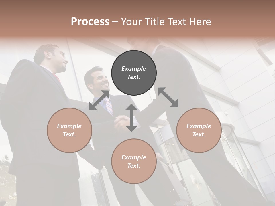 Business People Shaking Hands Outside Modern Office Building PowerPoint Template