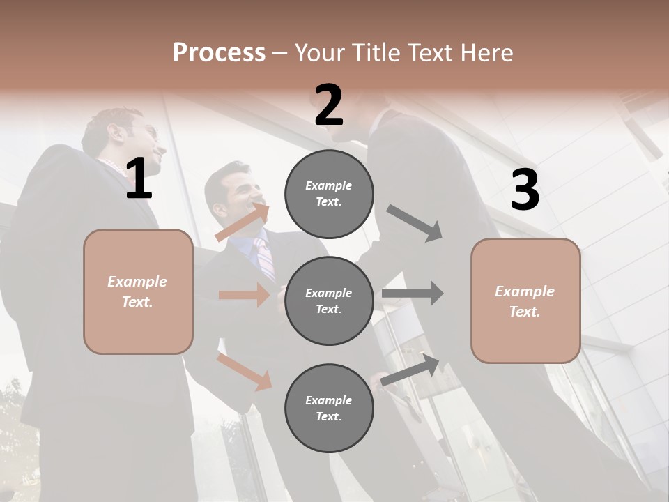 Business People Shaking Hands Outside Modern Office Building PowerPoint Template