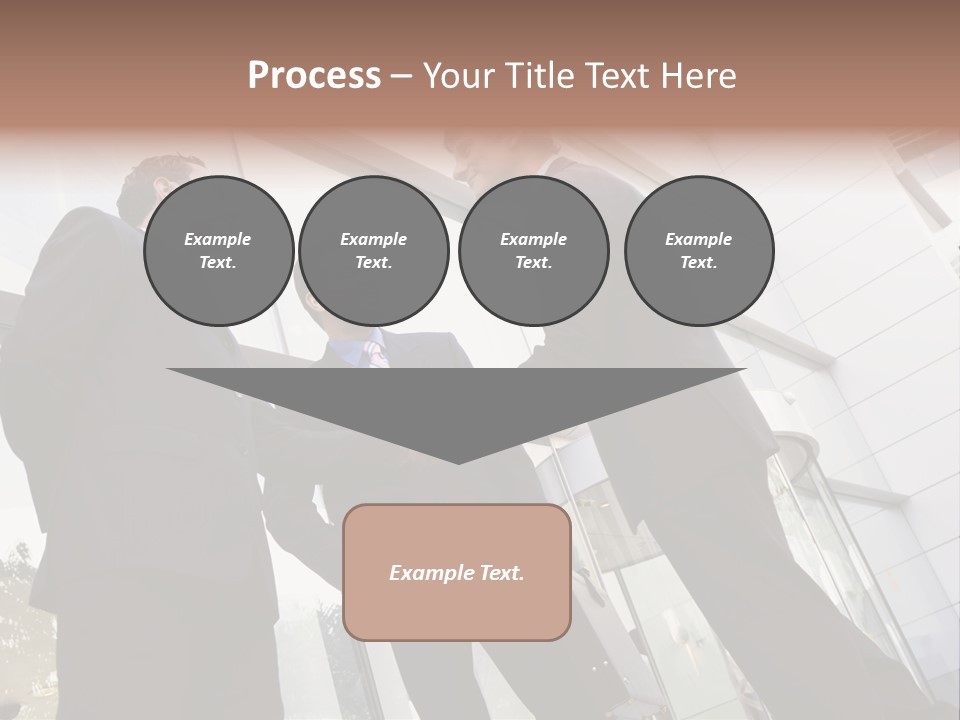 Business People Shaking Hands Outside Modern Office Building PowerPoint Template