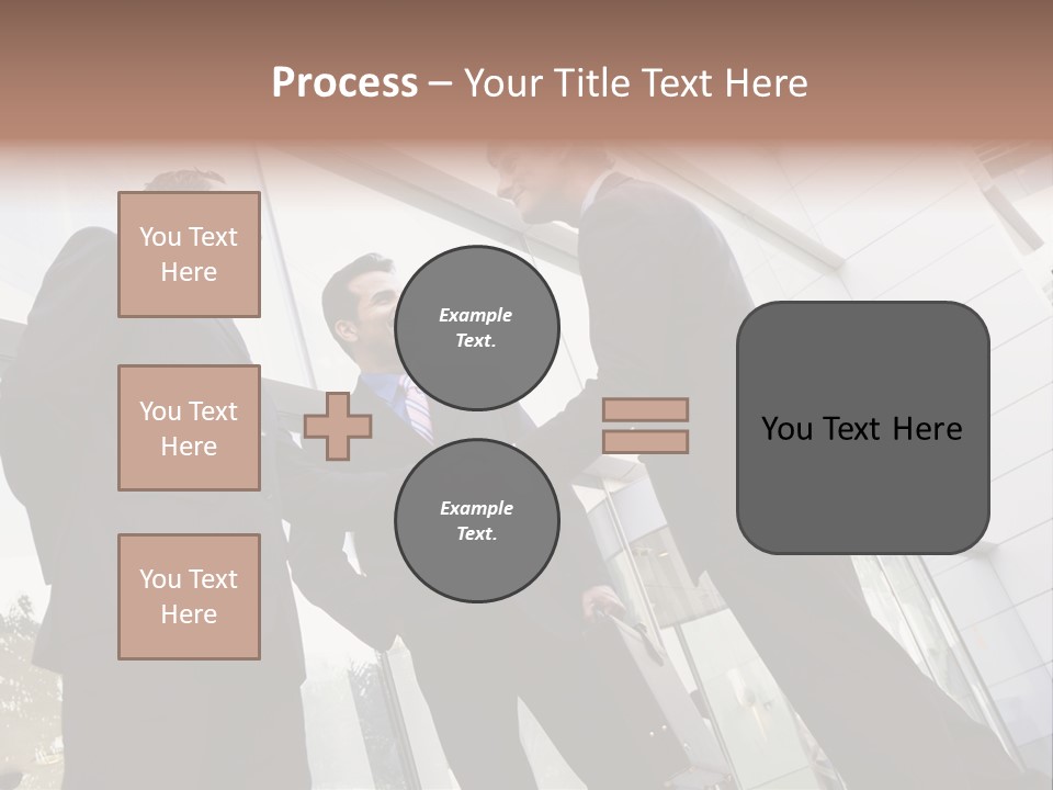 Business People Shaking Hands Outside Modern Office Building PowerPoint Template
