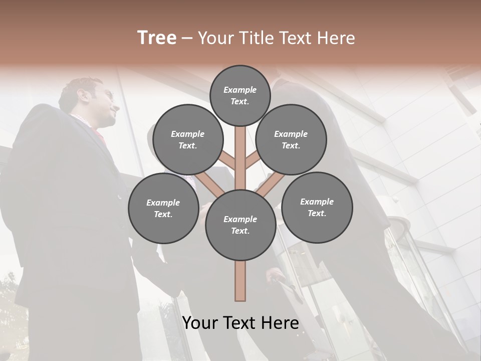 Business People Shaking Hands Outside Modern Office Building PowerPoint Template