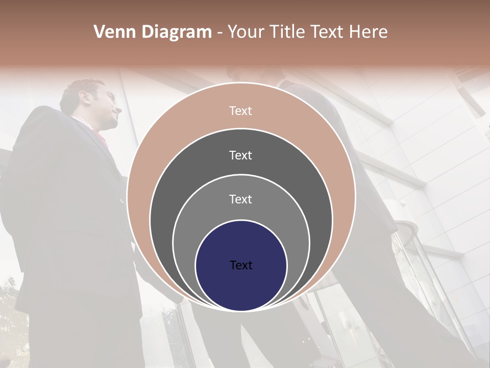 Business People Shaking Hands Outside Modern Office Building PowerPoint Template