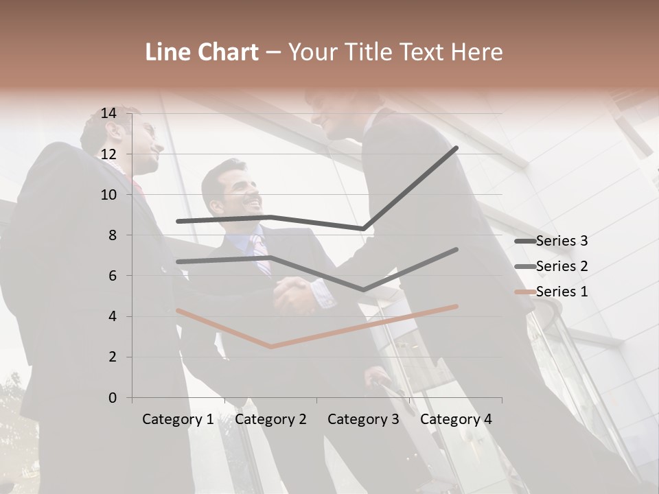 Business People Shaking Hands Outside Modern Office Building PowerPoint Template