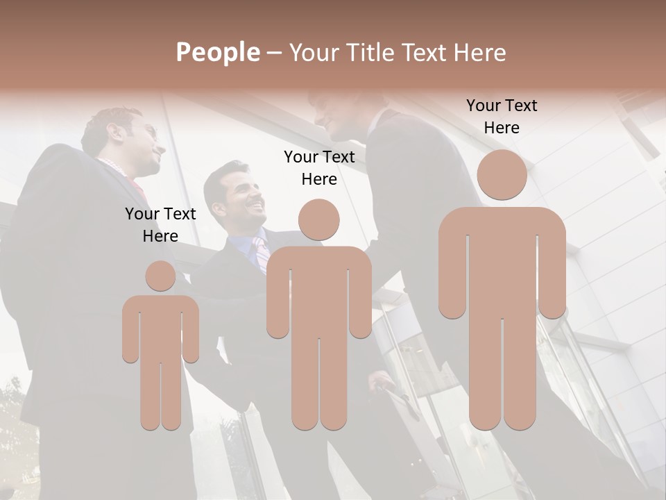 Business People Shaking Hands Outside Modern Office Building PowerPoint Template