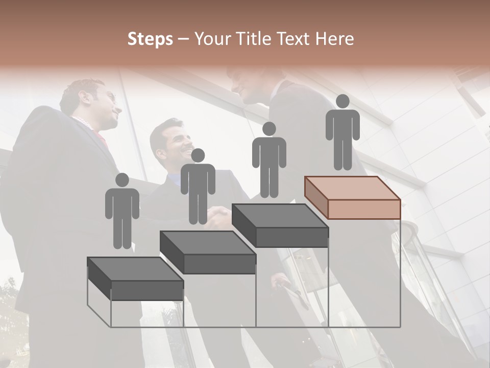 Business People Shaking Hands Outside Modern Office Building PowerPoint Template