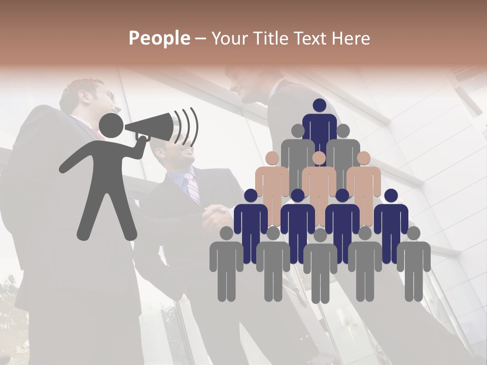 Business People Shaking Hands Outside Modern Office Building PowerPoint Template