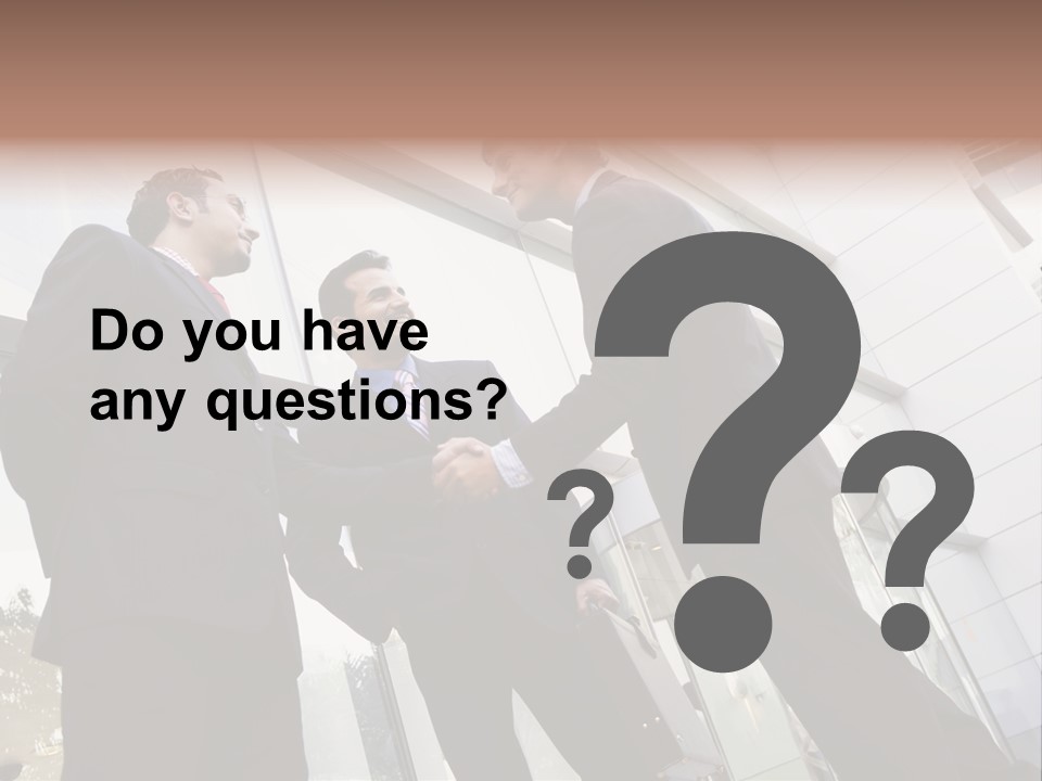 Business People Shaking Hands Outside Modern Office Building PowerPoint Template