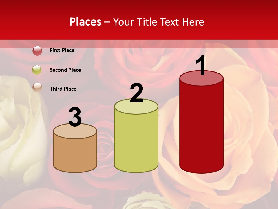 A Bouquet Of Multi-Coloured Roses. Focus On Middle Roses. PowerPoint Template