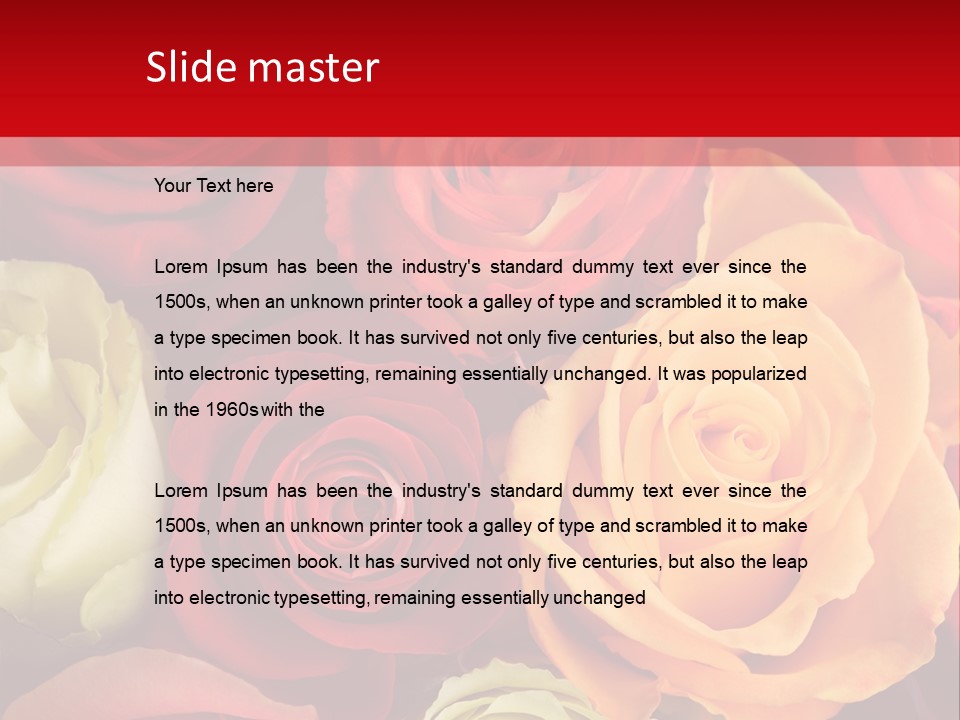 A Bouquet Of Multi-Coloured Roses. Focus On Middle Roses. PowerPoint Template