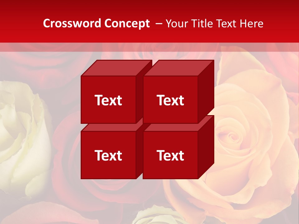 A Bouquet Of Multi-Coloured Roses. Focus On Middle Roses. PowerPoint Template