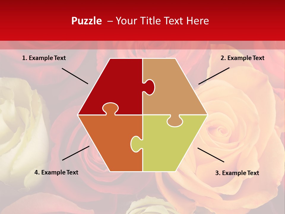 A Bouquet Of Multi-Coloured Roses. Focus On Middle Roses. PowerPoint Template