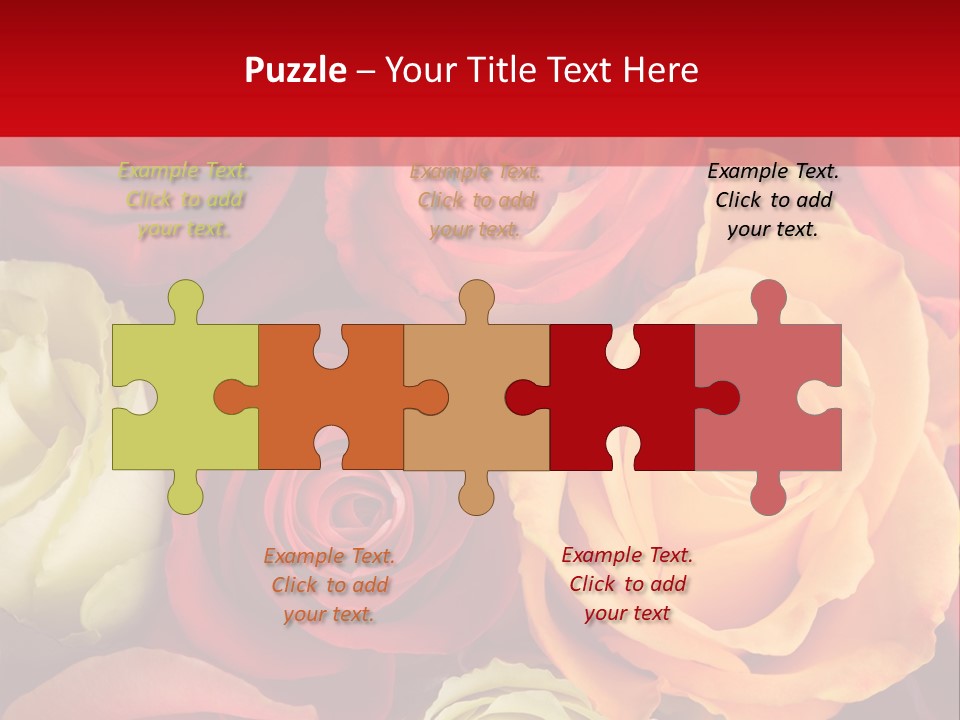 A Bouquet Of Multi-Coloured Roses. Focus On Middle Roses. PowerPoint Template