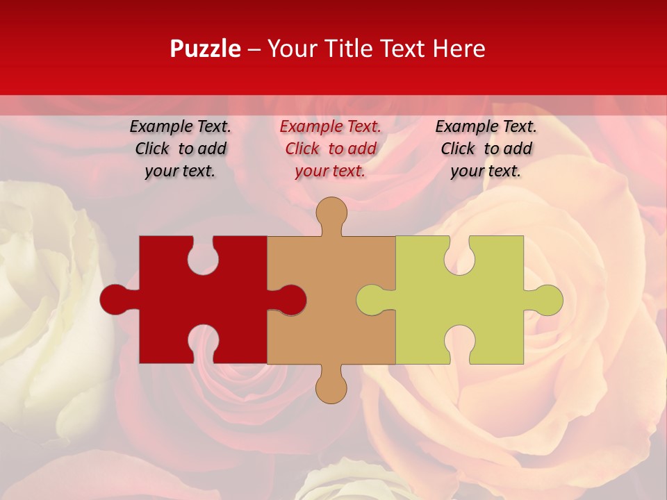 A Bouquet Of Multi-Coloured Roses. Focus On Middle Roses. PowerPoint Template