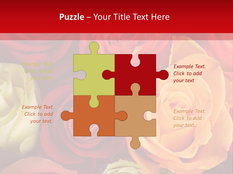 A Bouquet Of Multi-Coloured Roses. Focus On Middle Roses. PowerPoint Template