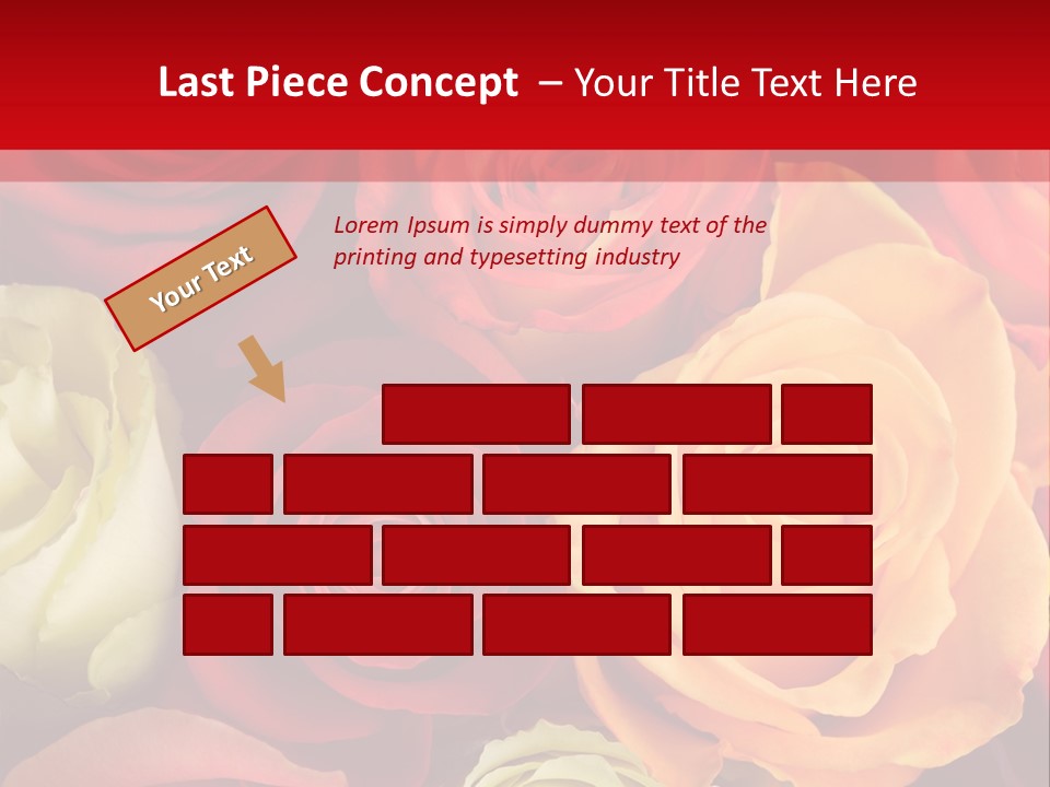 A Bouquet Of Multi-Coloured Roses. Focus On Middle Roses. PowerPoint Template