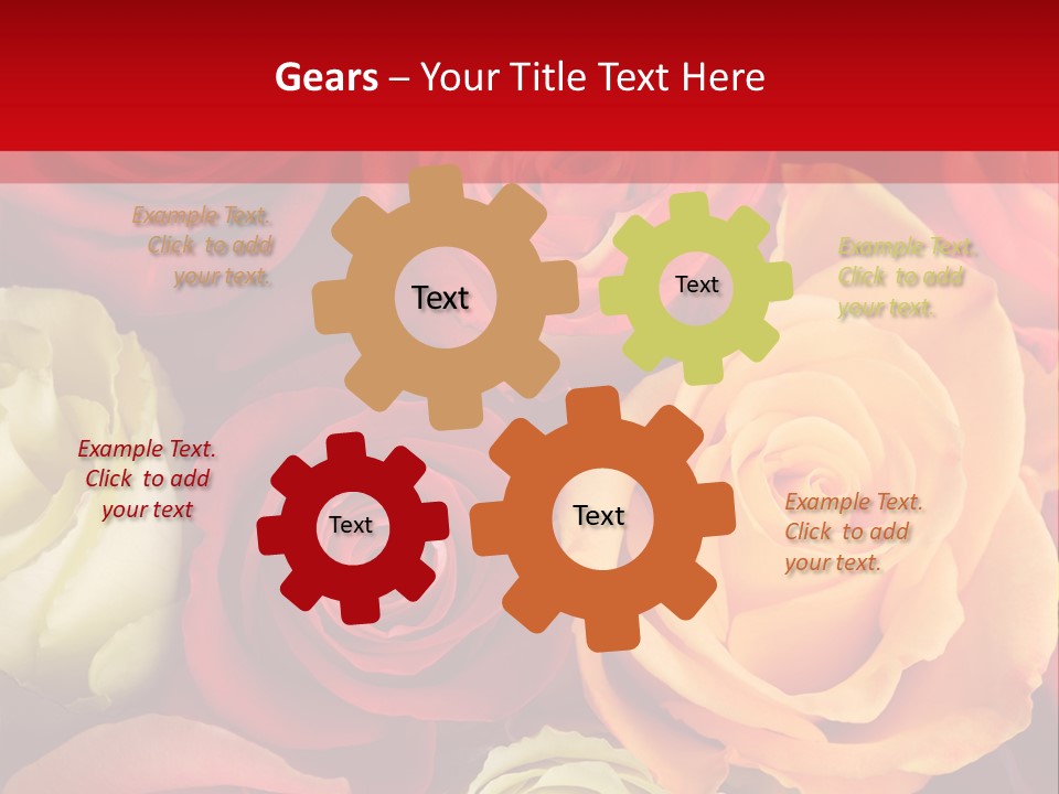 A Bouquet Of Multi-Coloured Roses. Focus On Middle Roses. PowerPoint Template