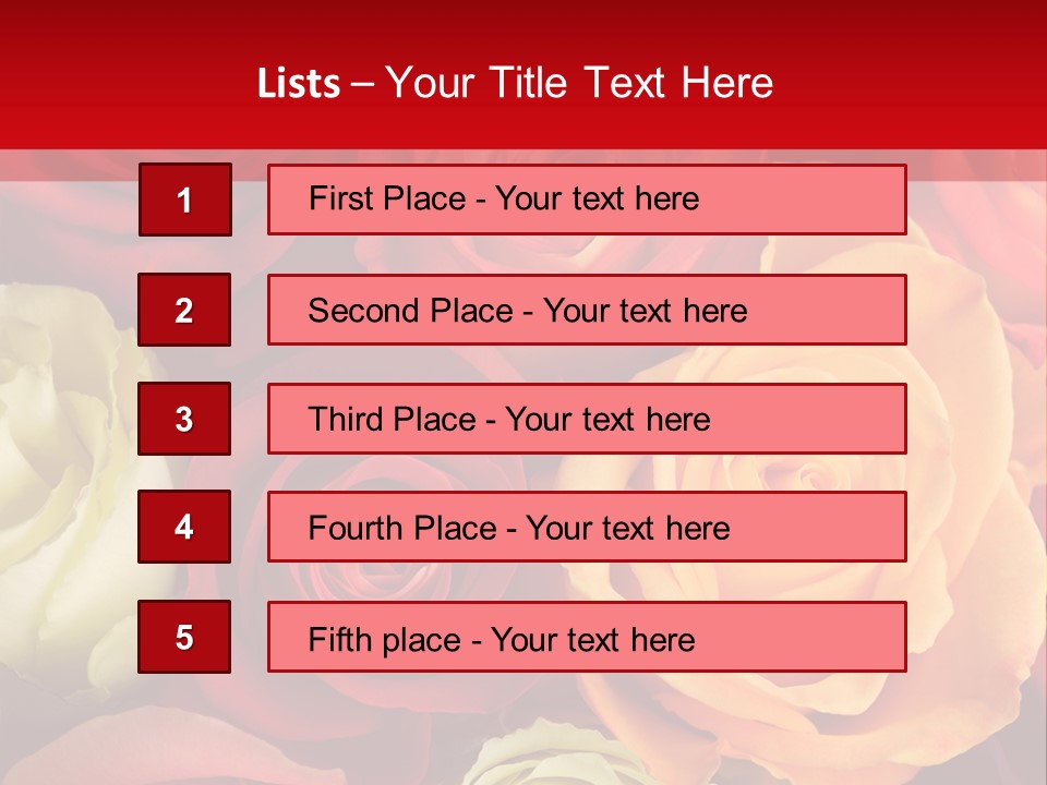 A Bouquet Of Multi-Coloured Roses. Focus On Middle Roses. PowerPoint Template