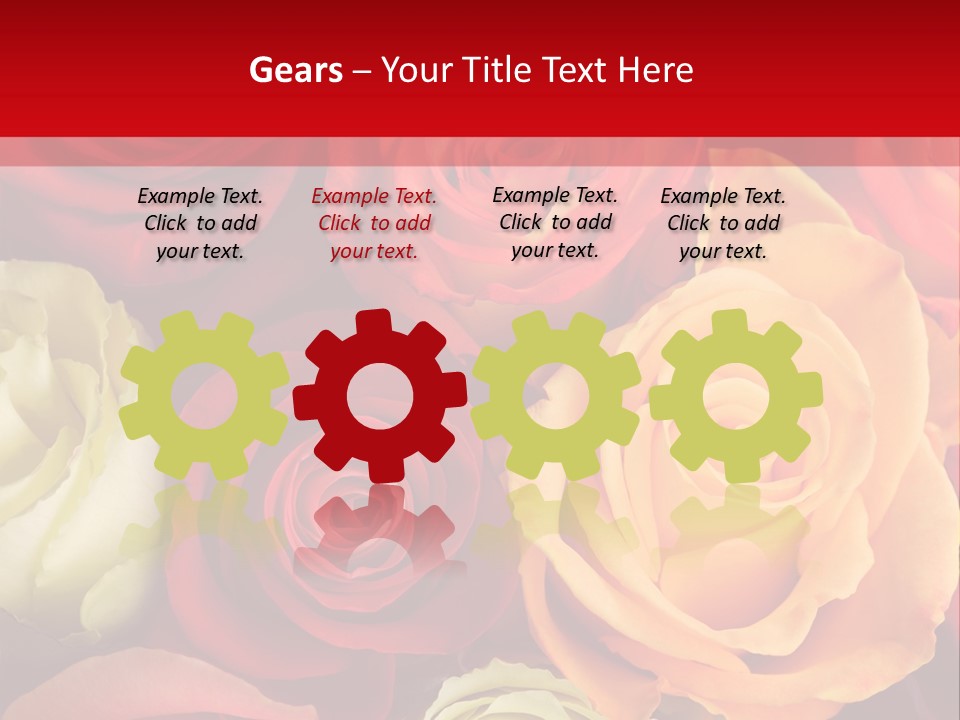A Bouquet Of Multi-Coloured Roses. Focus On Middle Roses. PowerPoint Template