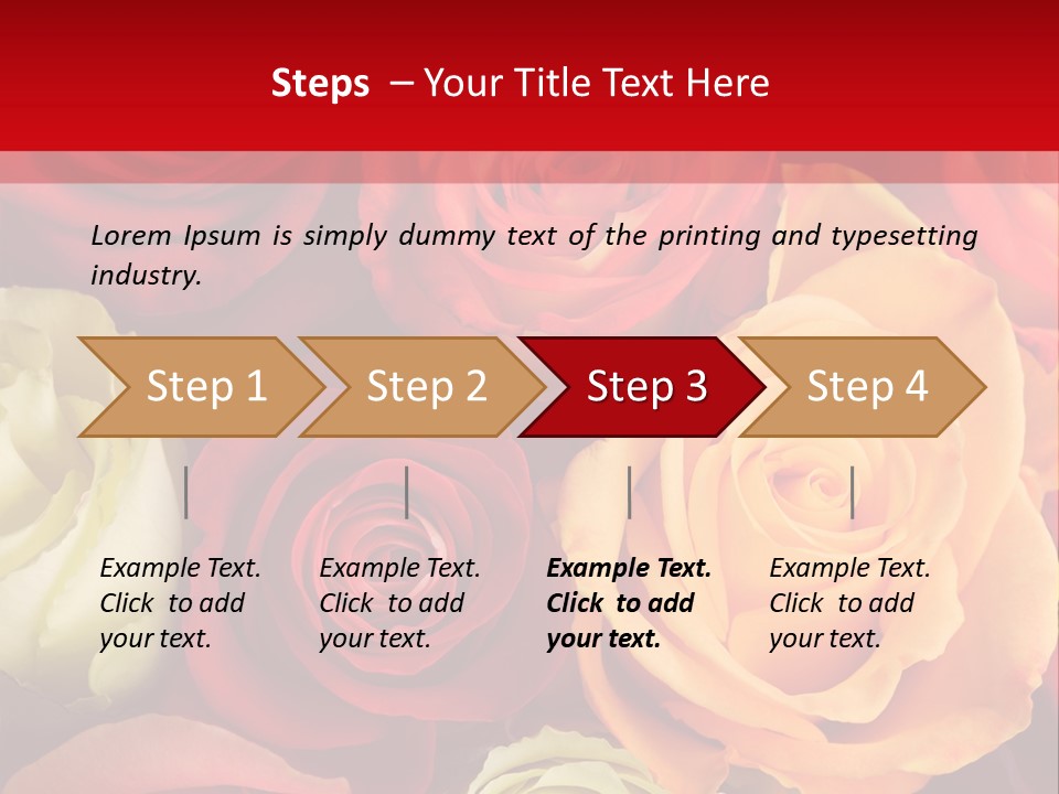 A Bouquet Of Multi-Coloured Roses. Focus On Middle Roses. PowerPoint Template