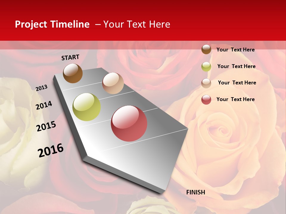 A Bouquet Of Multi-Coloured Roses. Focus On Middle Roses. PowerPoint Template
