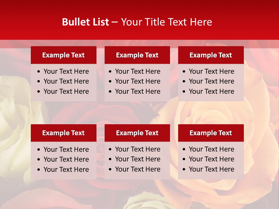 A Bouquet Of Multi-Coloured Roses. Focus On Middle Roses. PowerPoint Template